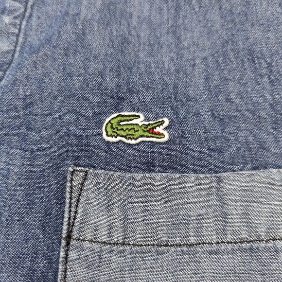 Lacoste Live Mens Size 38 (XS) Jeans Shirts Blue Denim Logo Snap Buttons - Picture 4 of 9